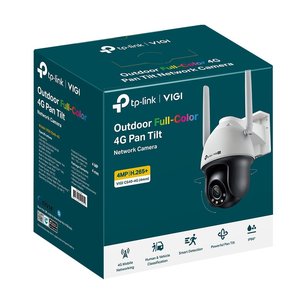 tp-link VIGI 4MP Outdoor Full-Colour 4G Pan Tilt Network Camera - VIGI-C540-4G