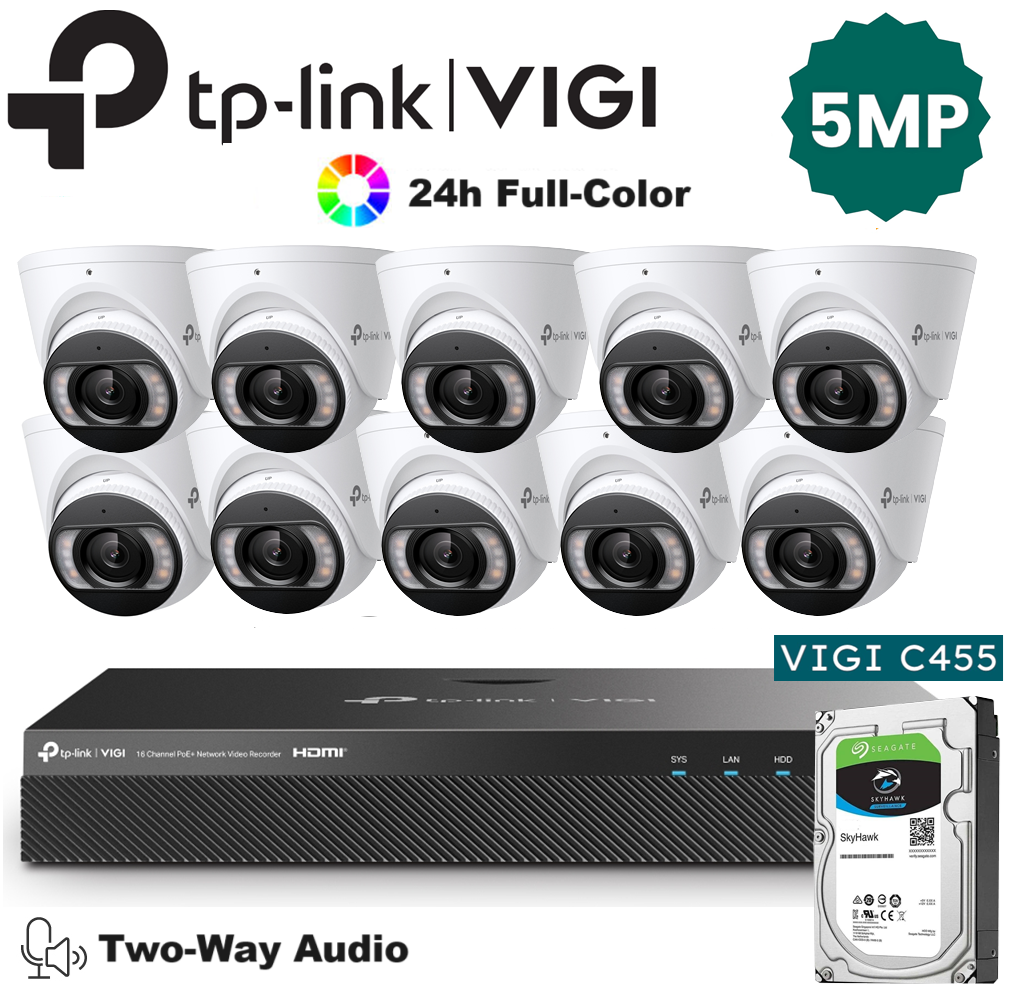 TP-Link 10 x 5MP IP Camera Package Kit (Full Camera+2way Audio+Sound Alarm)