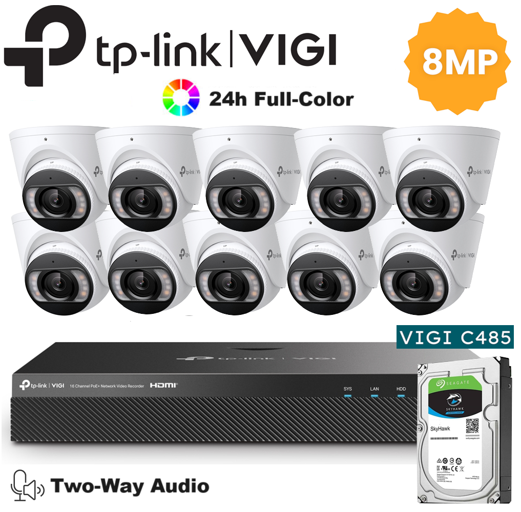 TP-Link 10 x 8MP IP Camera Package Kit (Full Camera+2way Audio+Sound Alarm)