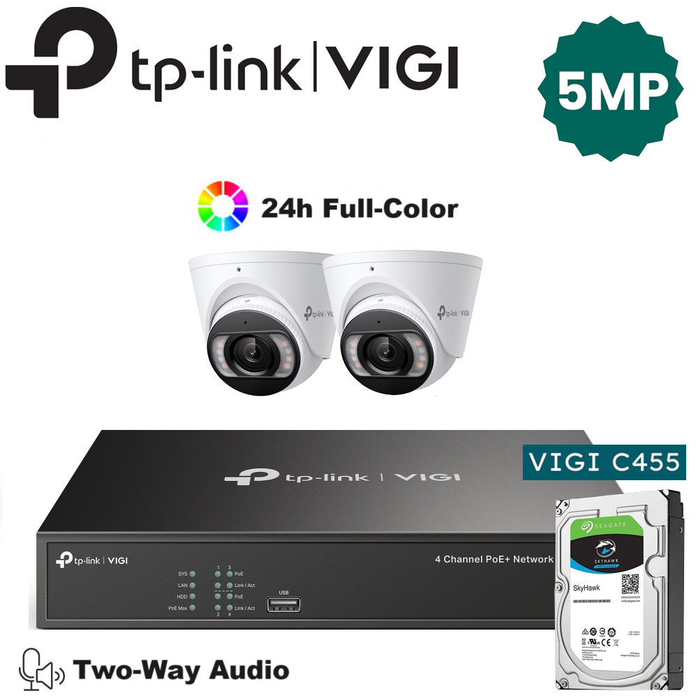 TP-Link 2 x 5MP IP Camera Package Kit (Full Camera+2way Audio+Sound Alarm)