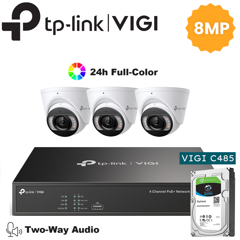 TP-Link 3 x 8MP IP Camera Package Kit (Full Camera+2way Audio+Sound Alarm)