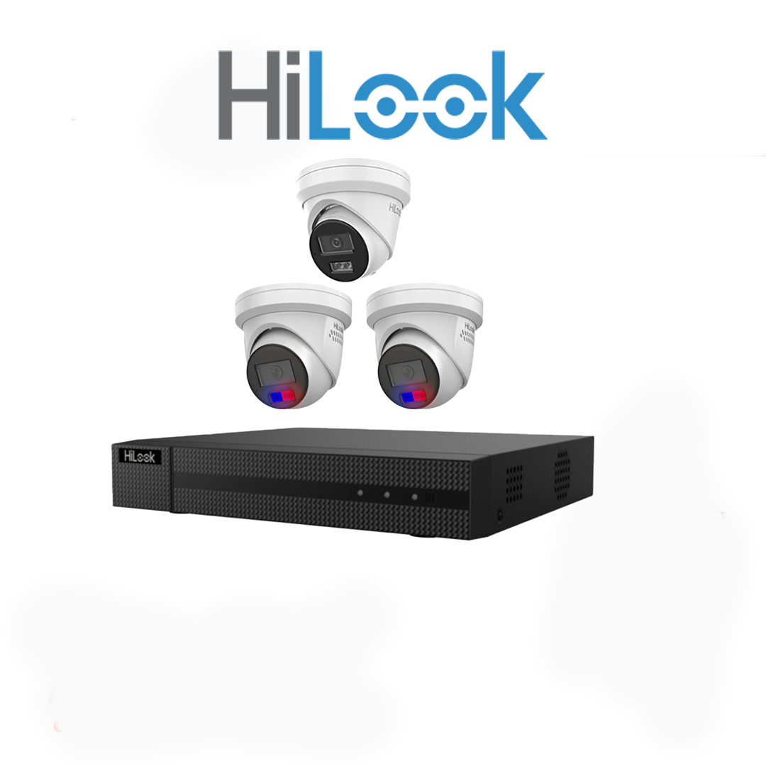 HiLook 6MP Package 3 Camera Kit (HL-66-1229) with AI IntelliSense, Full-Color Built-in Audio, 4CH NVR