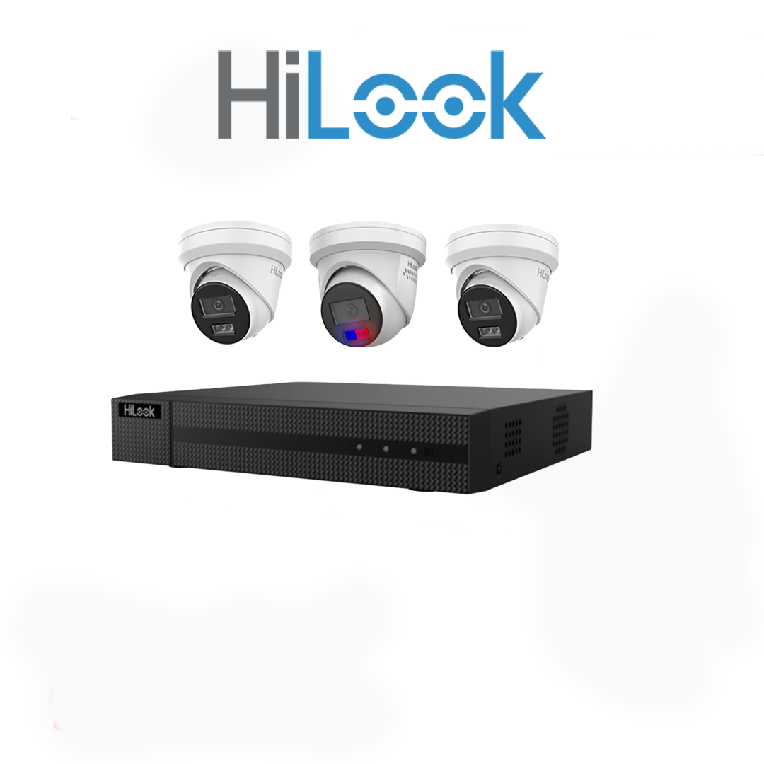 HiLook 6MP Package 3 Camera Kit (HL-66-2219) with AI IntelliSense, Full-Color Built-in Audio, 4CH NVR