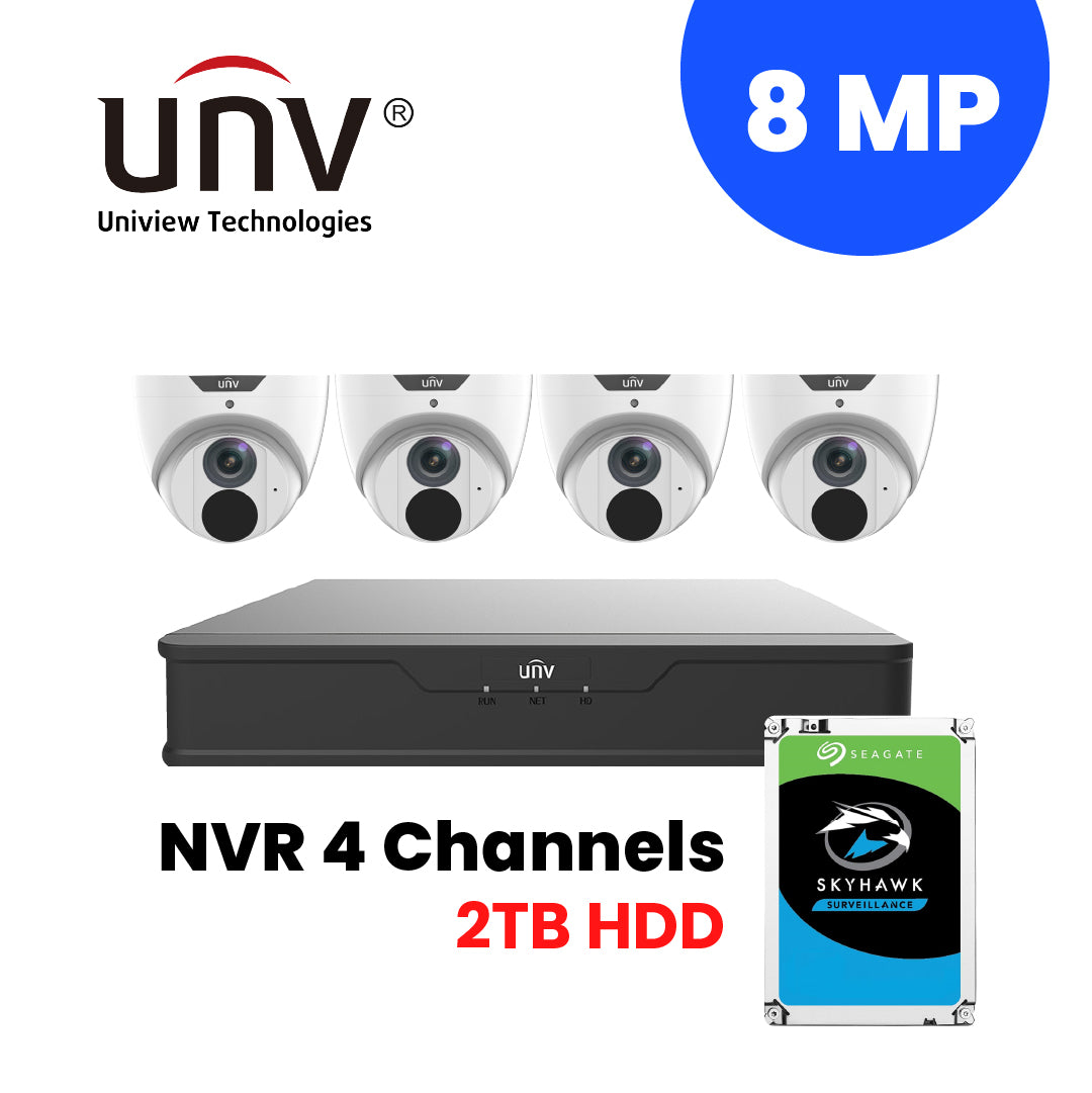 UNIVIEW NVR 4 Channels 4 pcs. 8MP/4K IP Camera Package