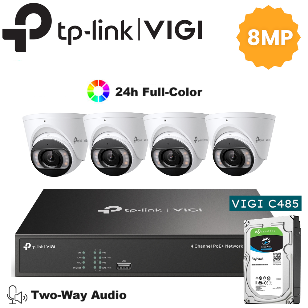 TP-Link 4 x 8MP IP Camera Package Kit (Full Camera+2way Audio+Sound Alarm)