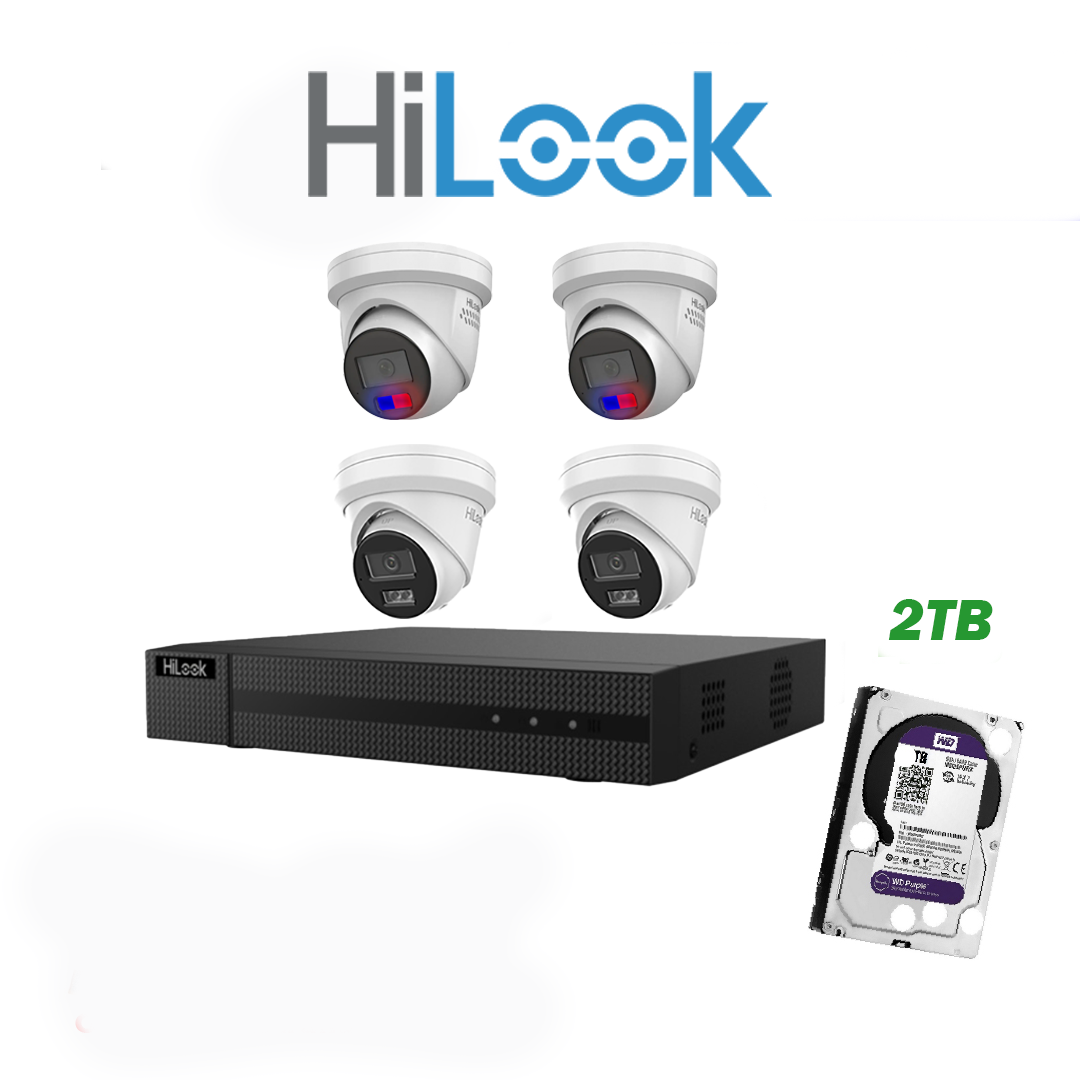 HiLook 6MP Package 4 Camera Kit (HL-66-2229) with AI IntelliSense, Full-Color Built-in Audio, 4CH NVR