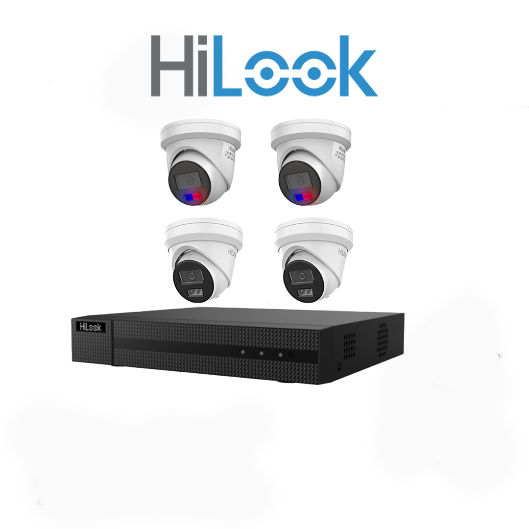 HiLook 6MP Package 4 Camera Kit (HL-66-2229) with AI IntelliSense, Full-Color Built-in Audio, 4CH NVR