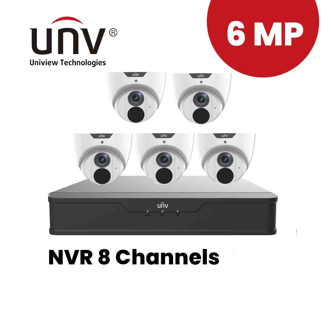 UNIVIEW NVR 8 Channels +5 pcs. 6MP IP Camera Package