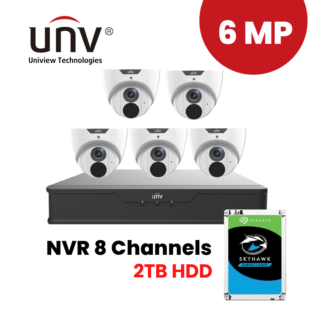 UNIVIEW NVR 8 Channels +5 pcs. 6MP IP Camera Package