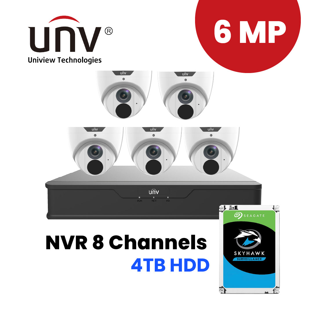 UNIVIEW NVR 8 Channels +5 pcs. 6MP IP Camera Package