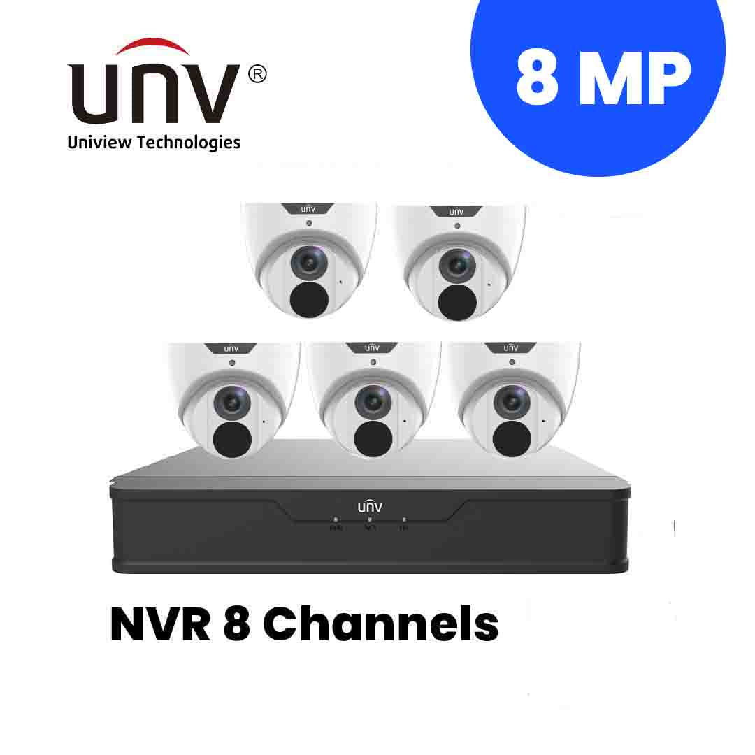 UNIVIEW NVR 8 Channels +5 pcs. 8MP/4K IP Camera Package