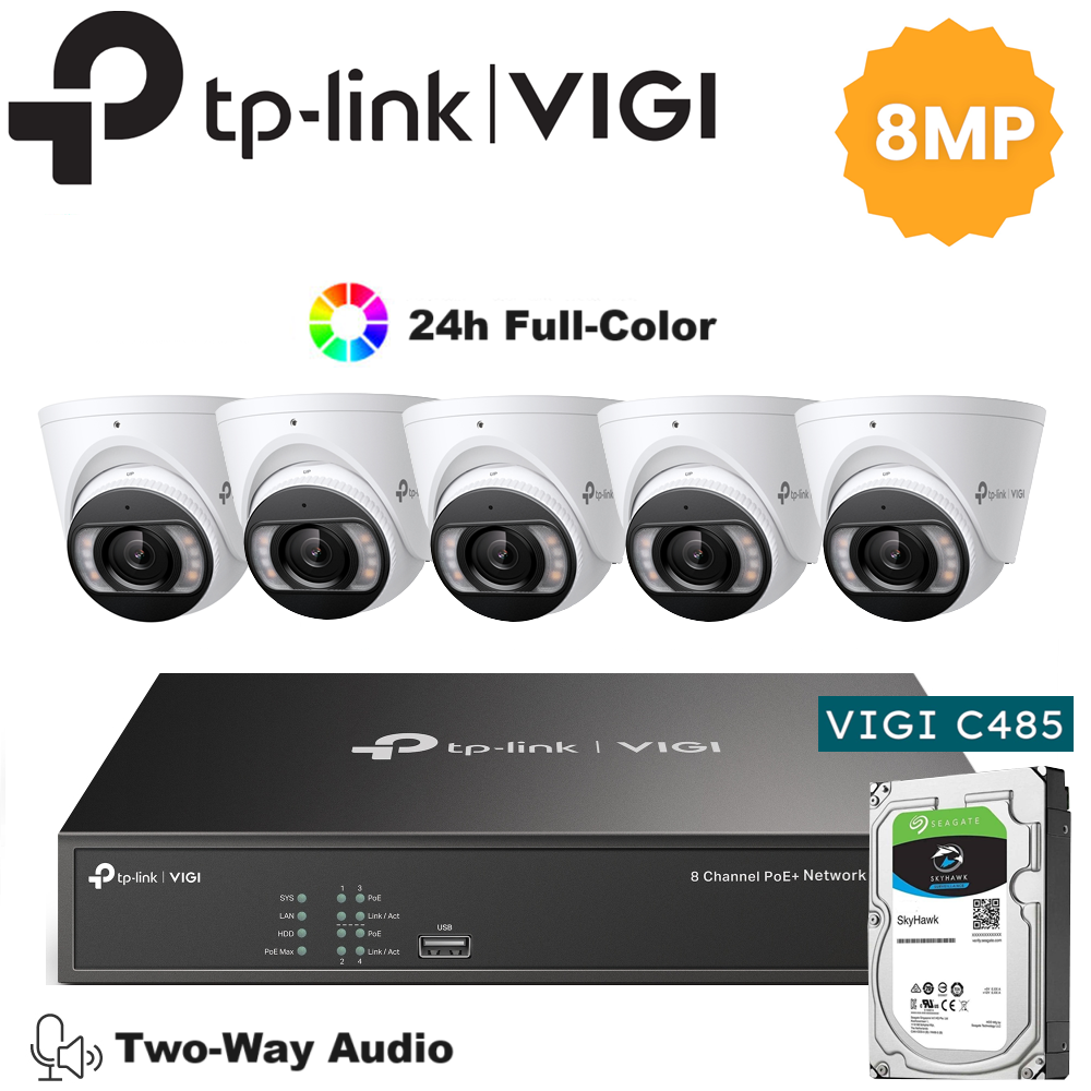 TP-Link 5 x 8MP IP Camera Package Kit (Full Camera+2way Audio+Sound Alarm)