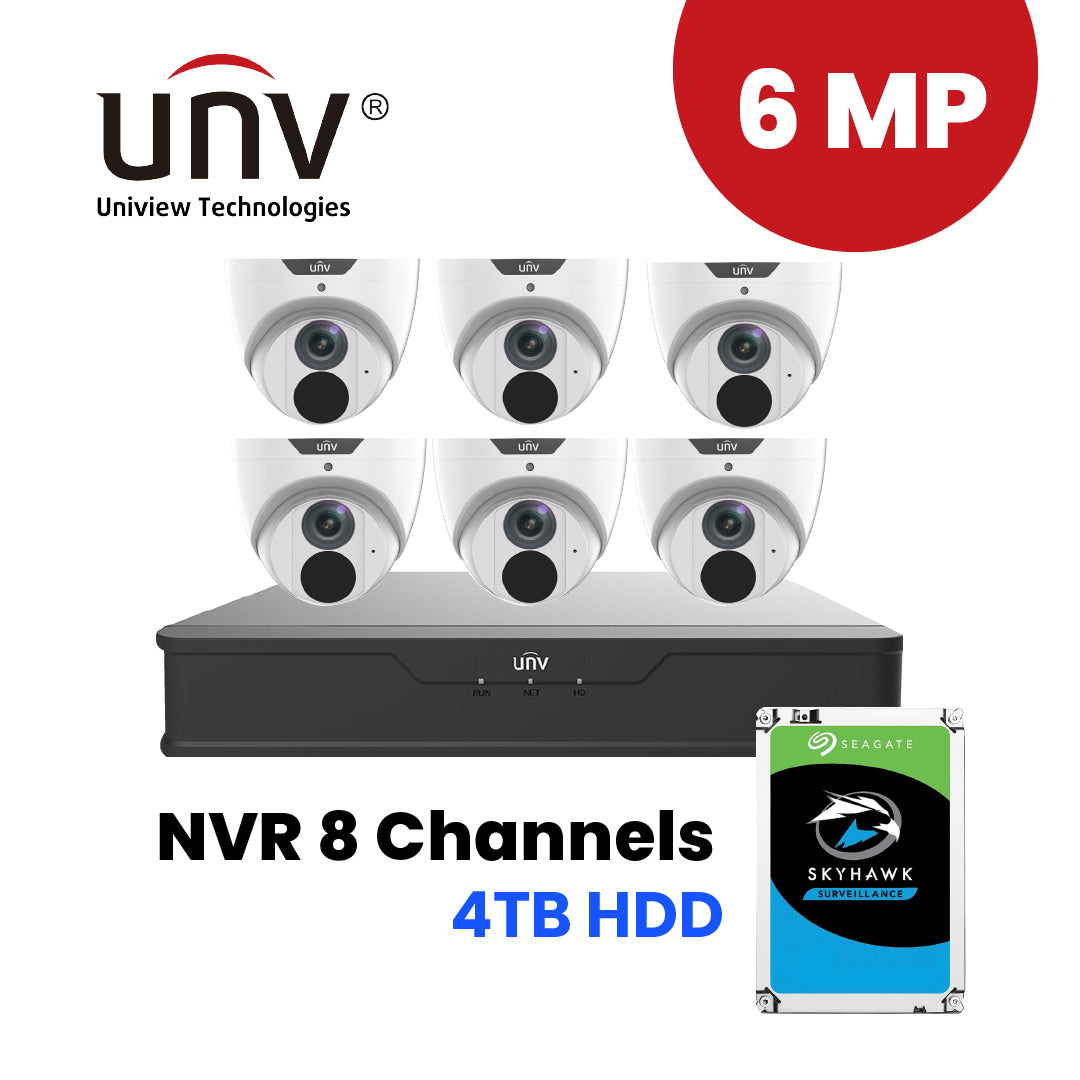 UNIVIEW NVR 8 Channels +6 pcs. 6MP IP Camera Package