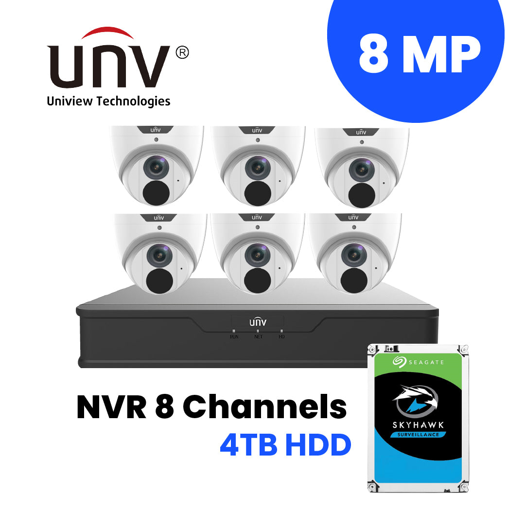 UNIVIEW NVR 8 Channels + 6 pcs. 8MP/4K IP Camera Package