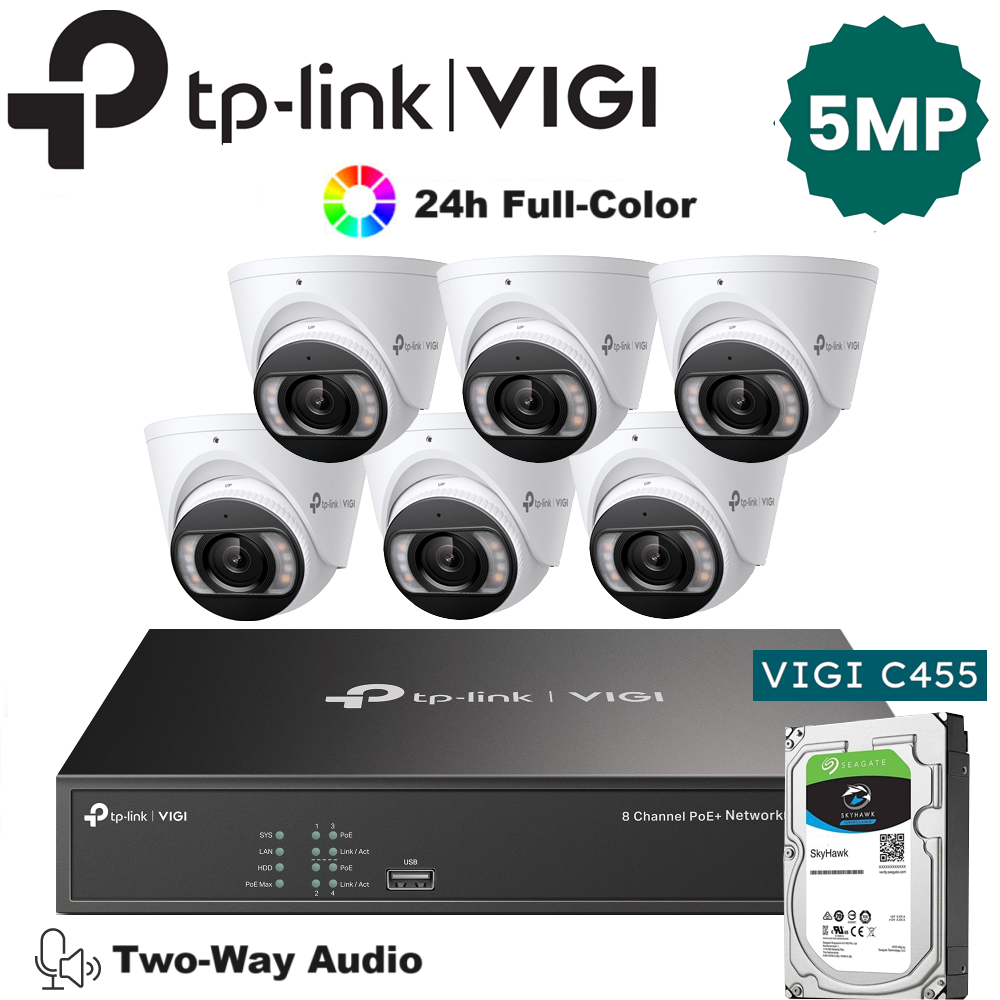 TP-Link 6 x 5MP IP Camera Package Kit (Full Camera+2way Audio+Sound Alarm)