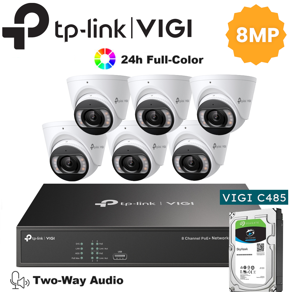 TP-Link 6 x 8MP IP Camera Package Kit (Full Camera+2way Audio+Sound Alarm)