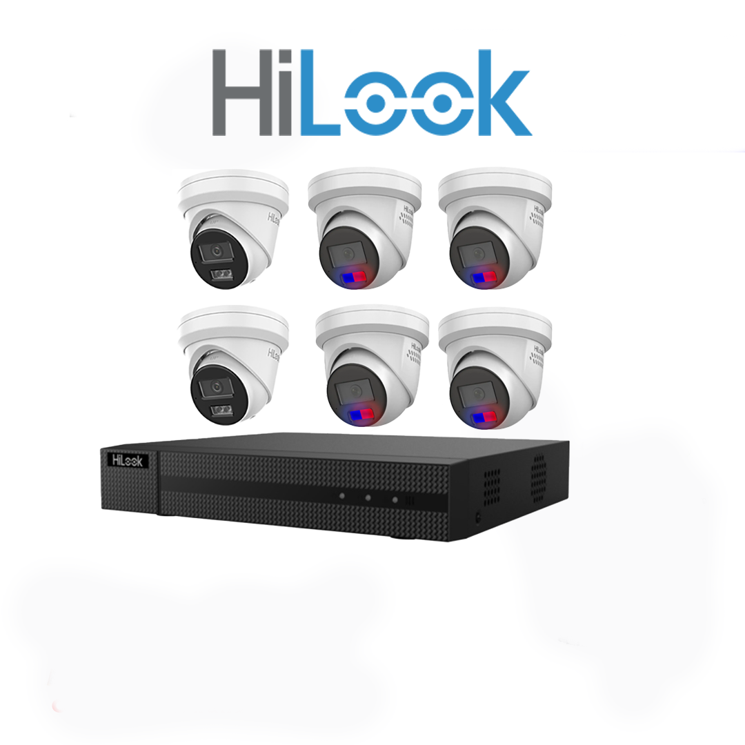 HiLook 6MP Package 6 Camera Kit (HL-66-2249) with AI IntelliSense, Full-Color Built-in Audio, 8 CH NVR