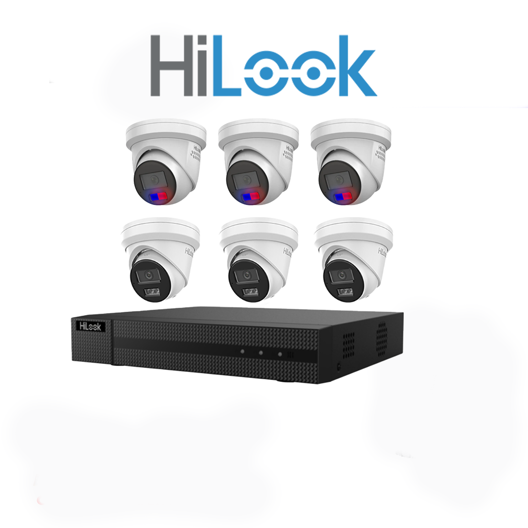 HiLook 6MP Package 6 Camera Kit (HL-66-3239) with AI IntelliSense, Full-Color Built-in Audio, 8 CH NVR