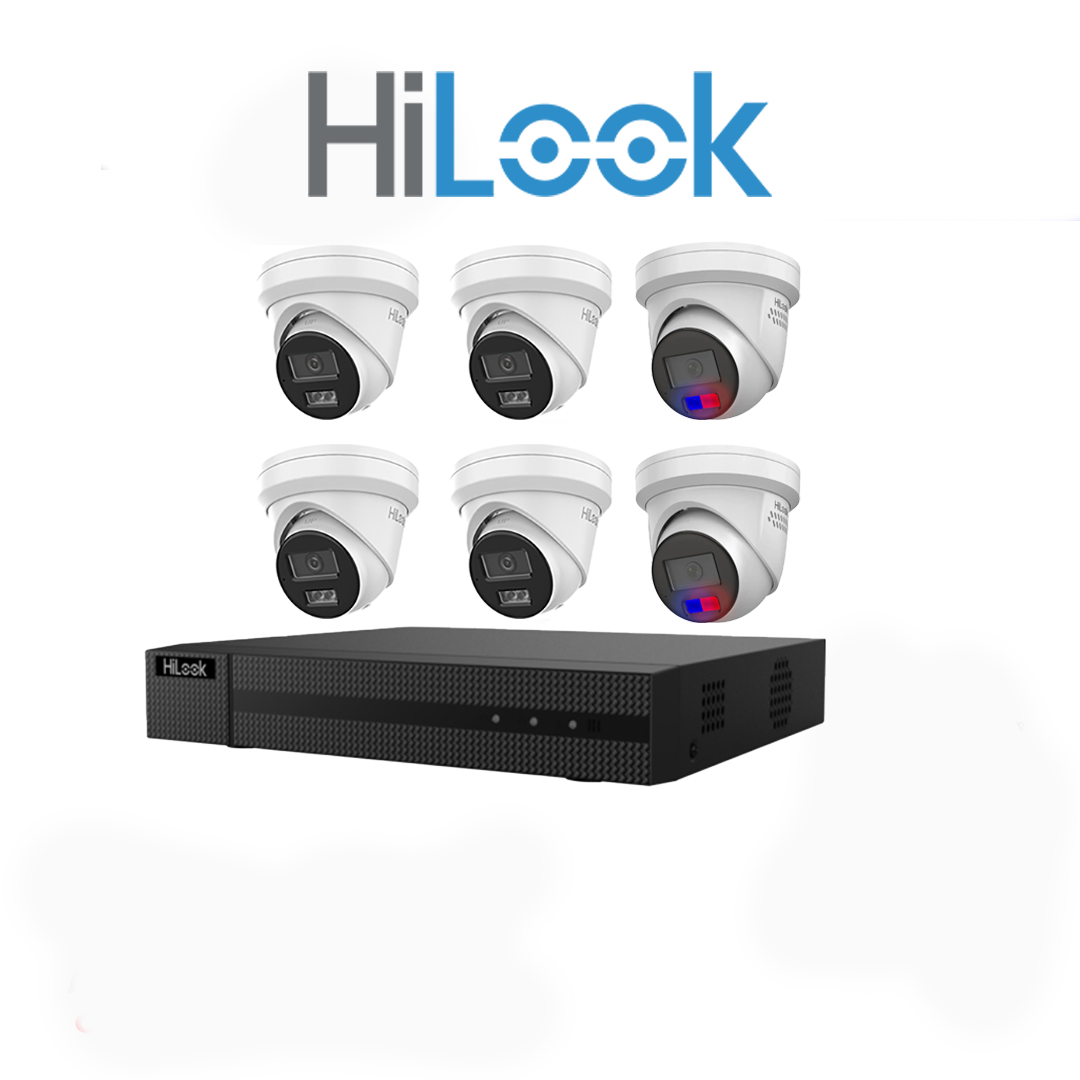 HiLook 6MP Package 6 Camera Kit (HL-66-4229) with AI IntelliSense, Full-Color Built-in Audio, 8 CH NVR