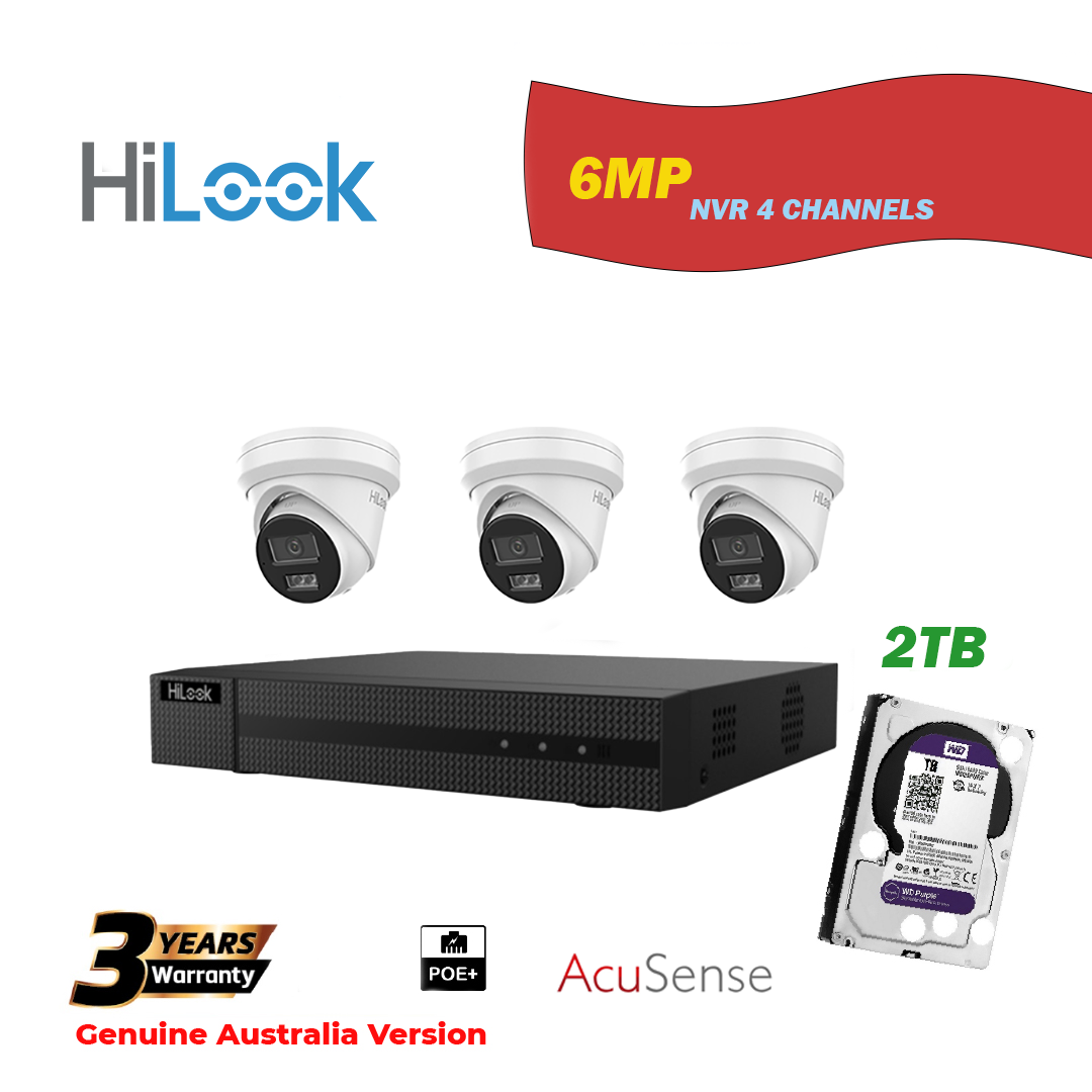 3x6MP Hilook IP Camera T262H-MU With NVR 4 Channels