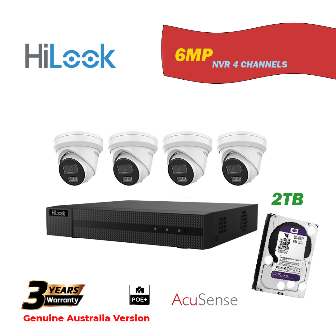 4x6MP Hilook IP Camera T262H-MU With NVR 4 Channels