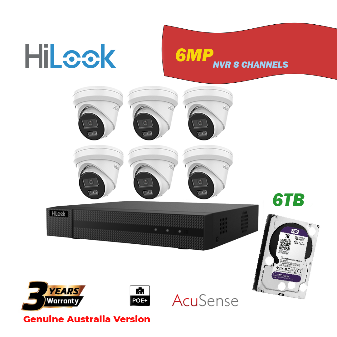 6x6MP Hilook IP Camera T262H-MU With NVR 8 Channels