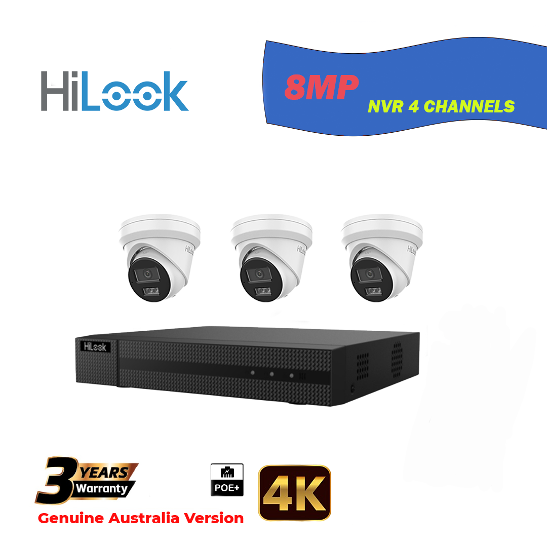 3x8MP Hilook IP Camera T282H-MU With NVR 4 Channels