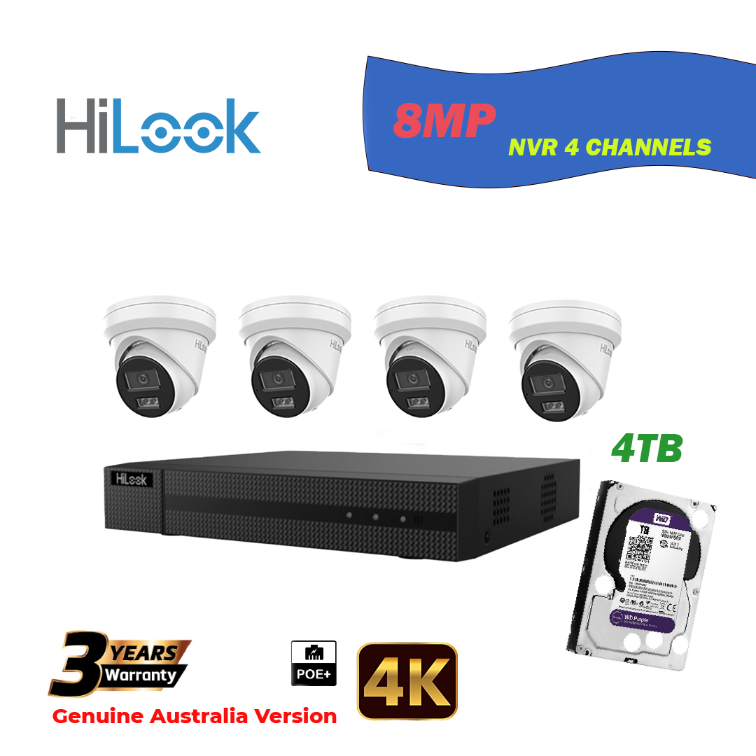 4x8MP Hilook IP Camera T282H-MU With NVR 8 Channels