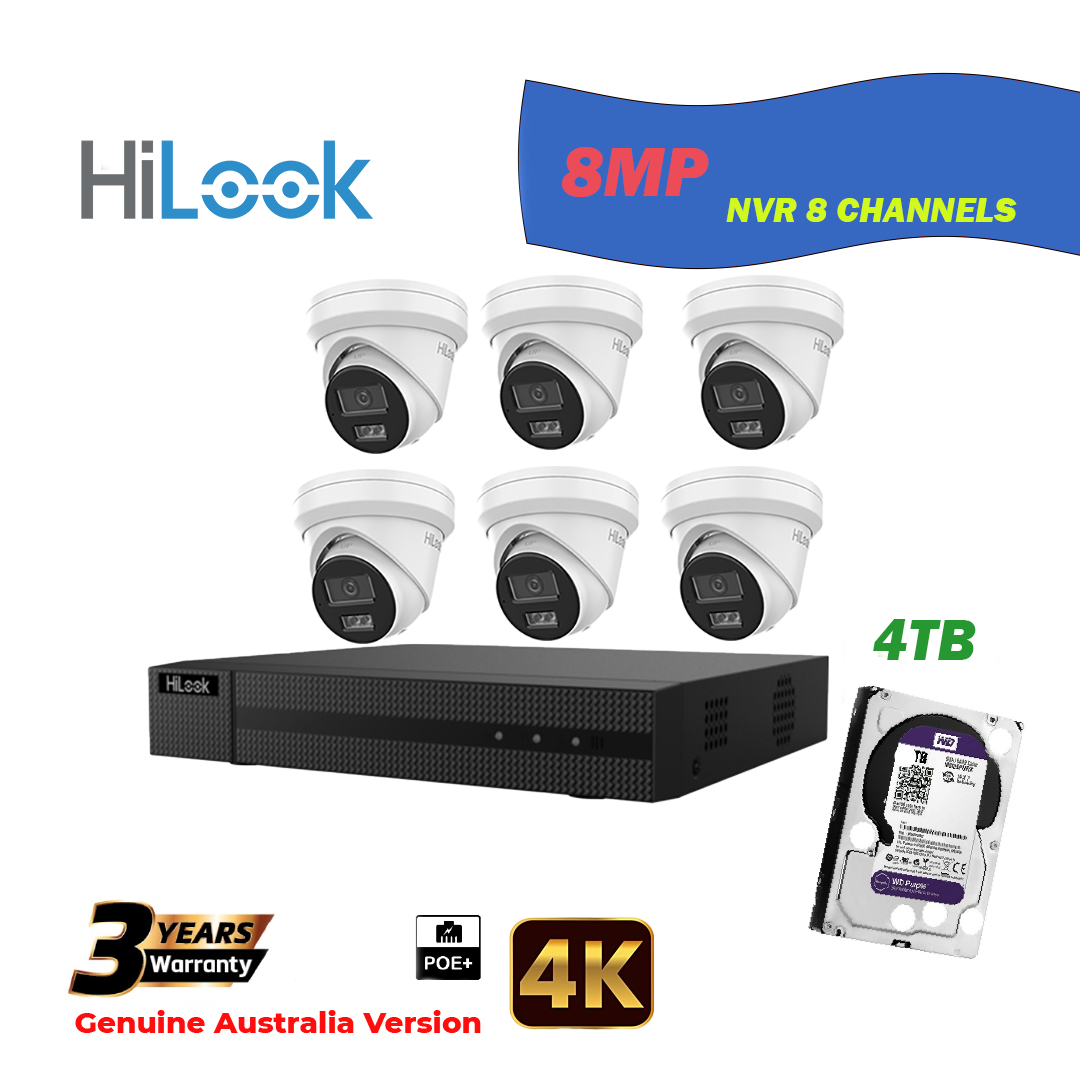 6x8MP Hilook IP Camera T282H-MU With NVR 8 Channels