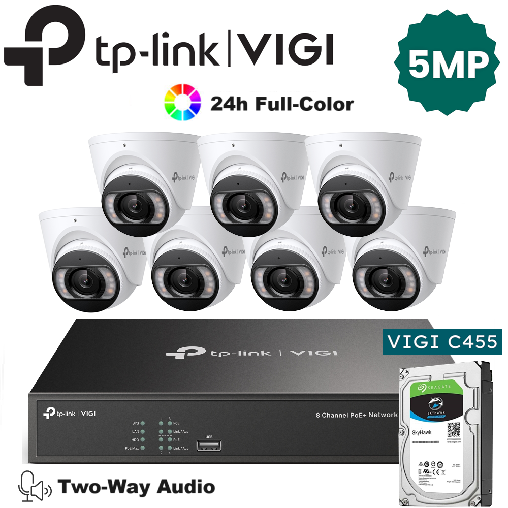 TP-Link 7 x 5MP IP Camera Package Kit (Full Camera+2way Audio+Sound Alarm)