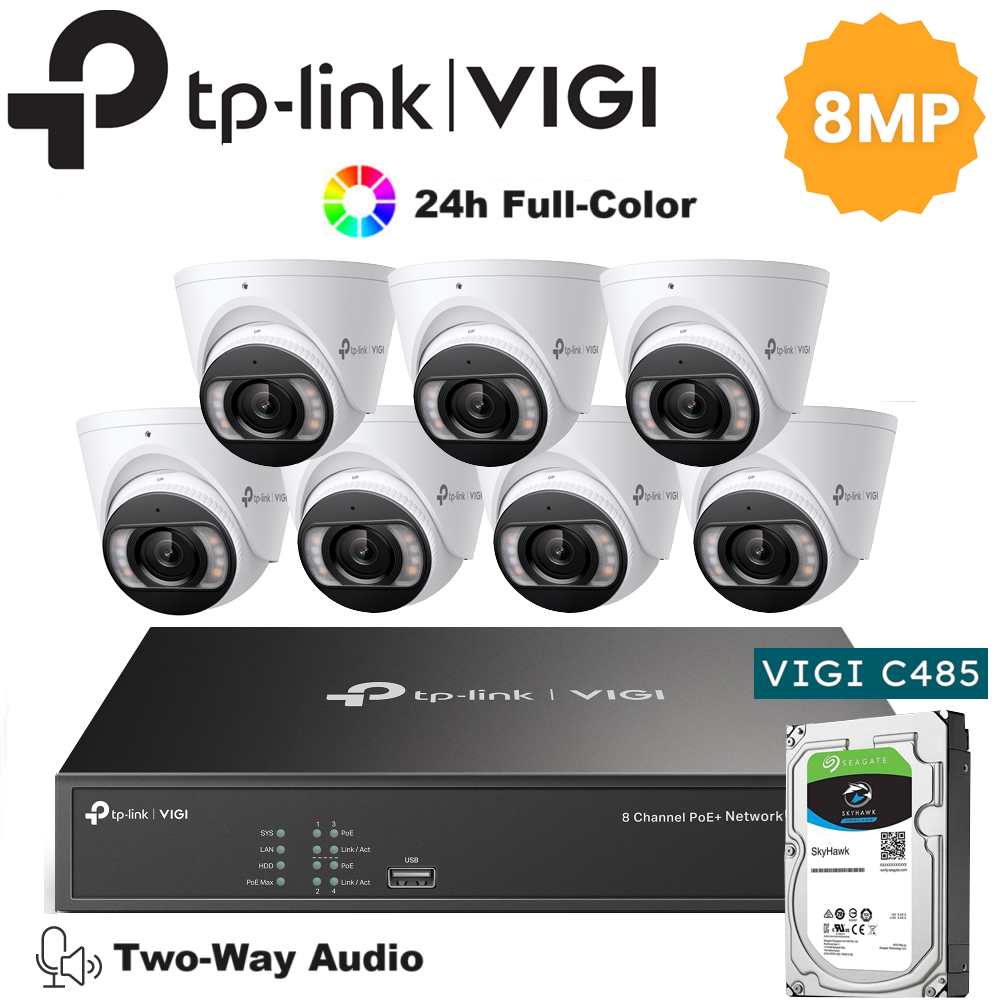 TP-Link 7 x 8MP IP Camera Package Kit (Full Camera+2way Audio+Sound Alarm)