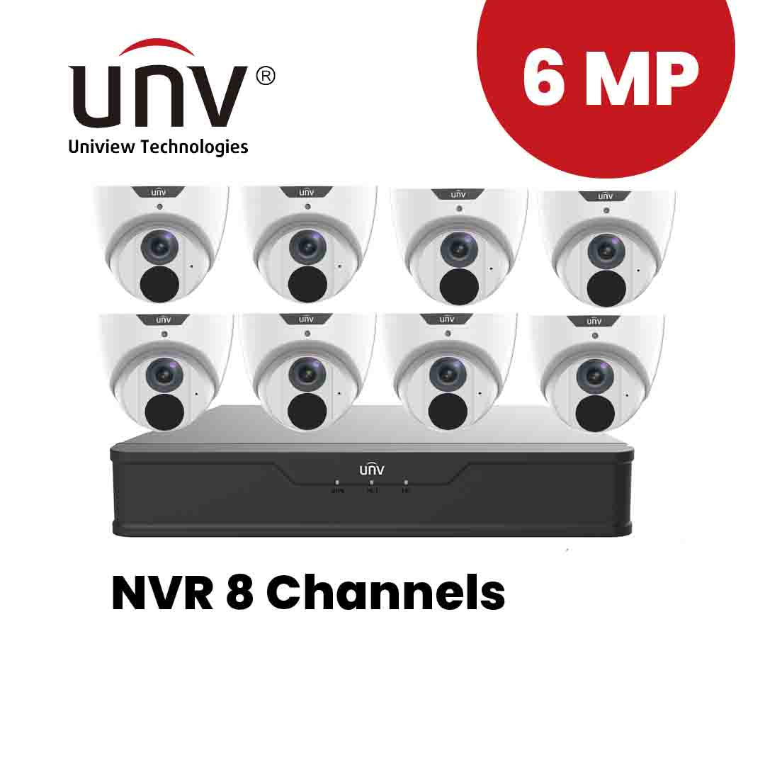 UNIVIEW NVR 8 Channels + 8 pcs. 6MP IP Camera Package