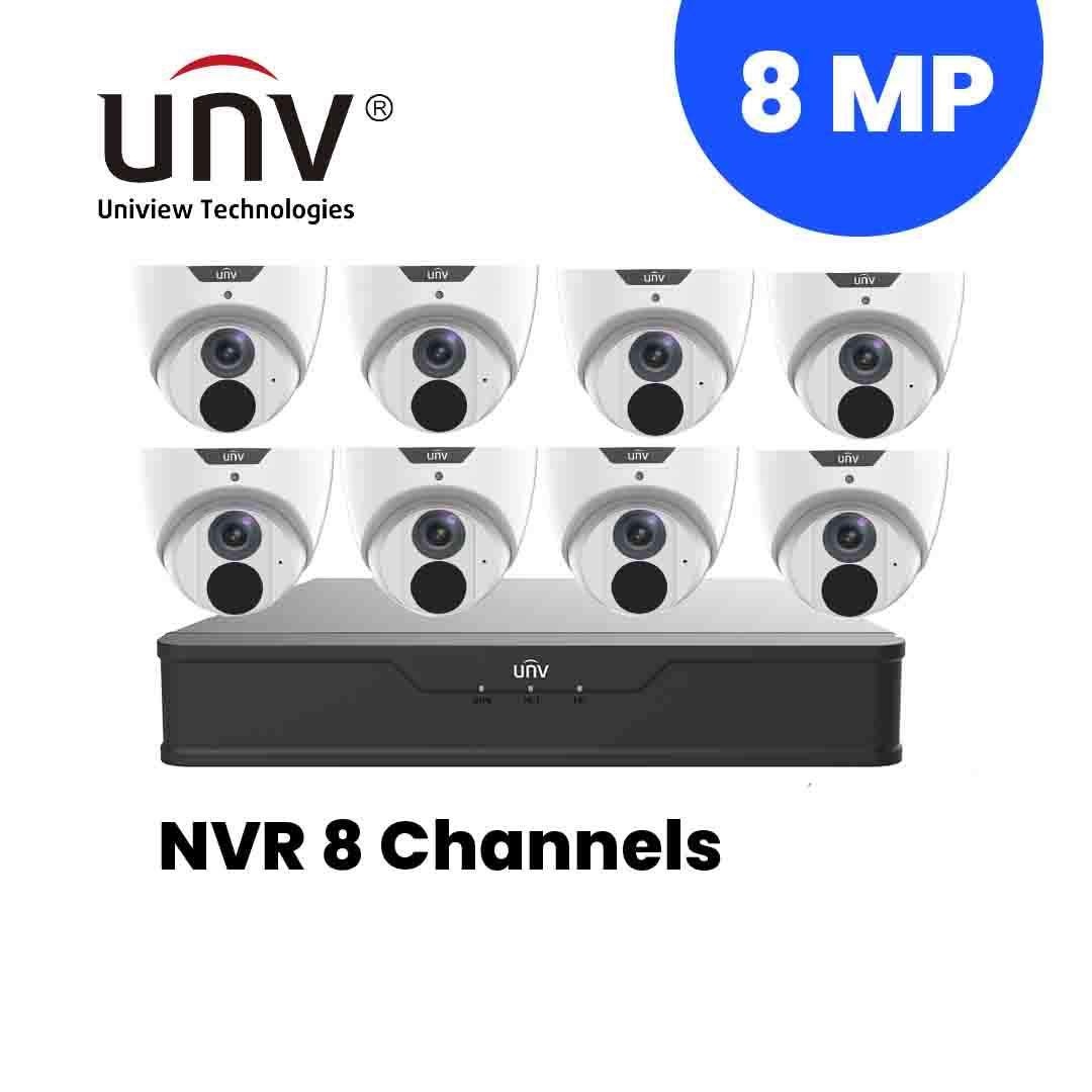 UNIVIEW NVR 8 Channels + 8 pcs. 8MP/4K IP Camera Package