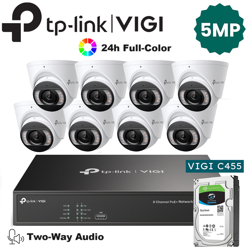 TP-Link 8 x 5MP IP Camera Package Kit (Full Camera+2way Audio+Sound Alarm)