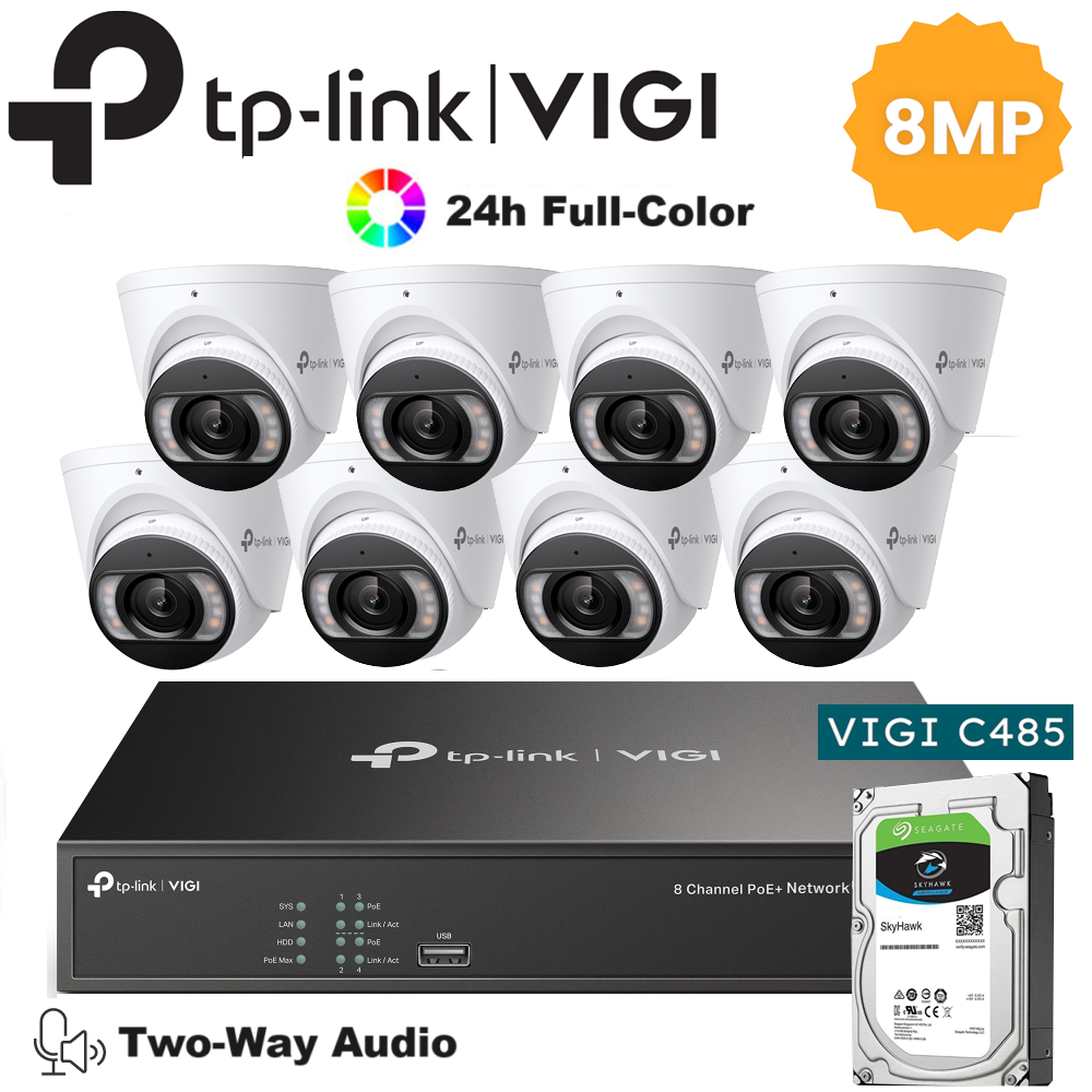 TP-Link 8 x 8MP IP Camera Package Kit (Full Camera+2way Audio+Sound Alarm)