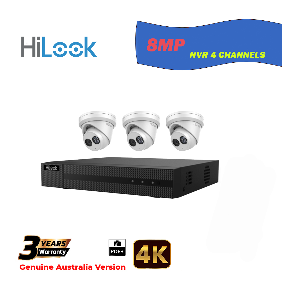 3x8MP Hilook IP Camera T281H-MU With NVR 4 Channels