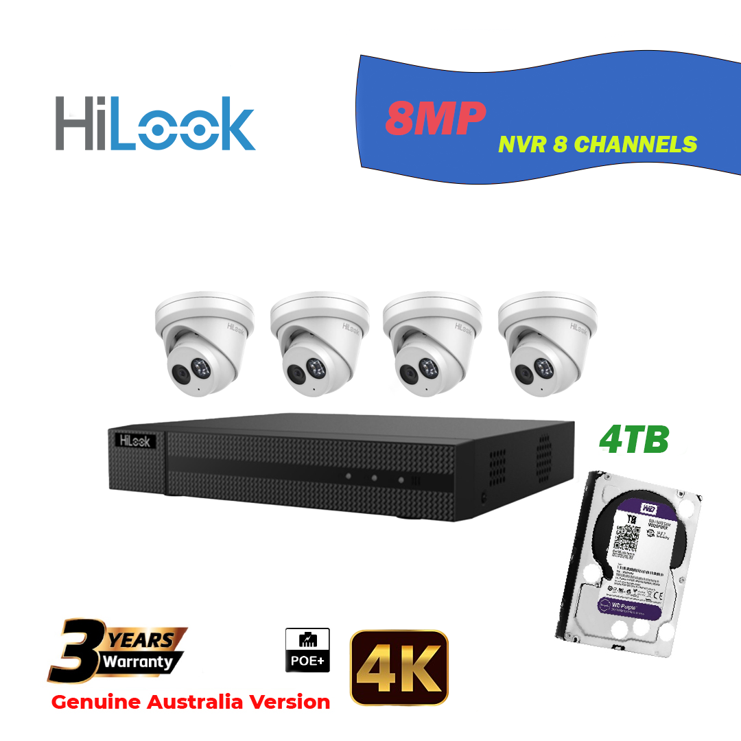 4x8MP Hilook IP Camera T281H-MU With NVR 8 Channels