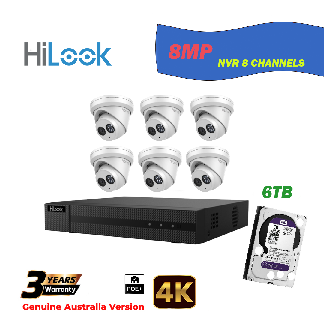 6x8MP Hilook IP Camera T281H-MU With NVR 8 Channels