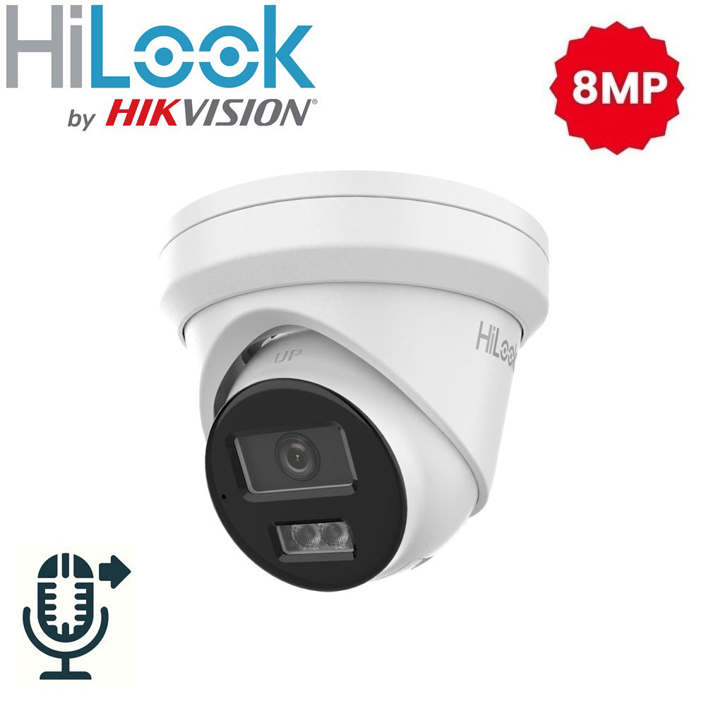 HiLook 8MP IPC-T282H-MU Acusense Turret IP Camera with Built in Mic