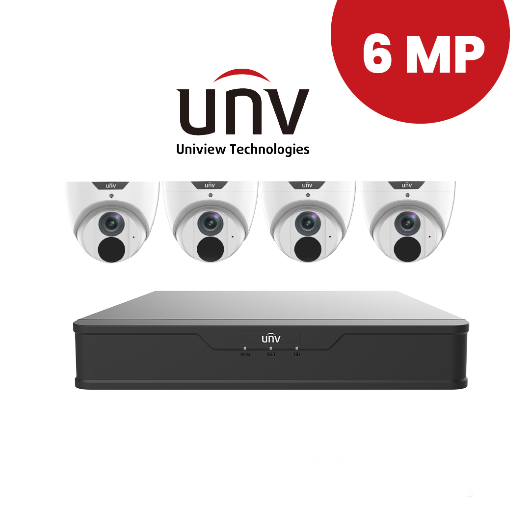 UNIVIEW NVR 4 Channels +4 pcs. 6MP IP Camera Package