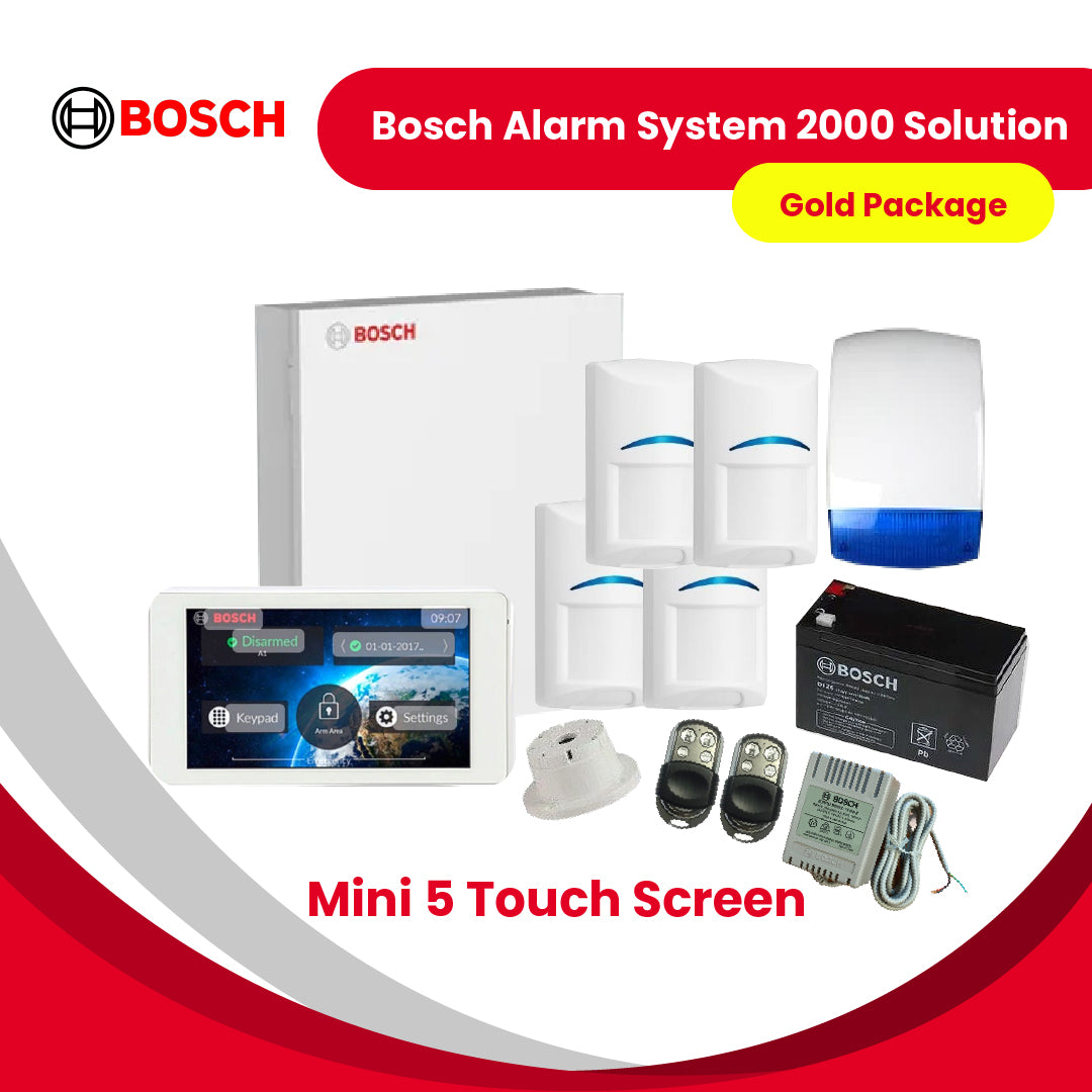 Bosch Alarm System 2000 Solution+5″ Touch Screen-Gold Package (Wired)