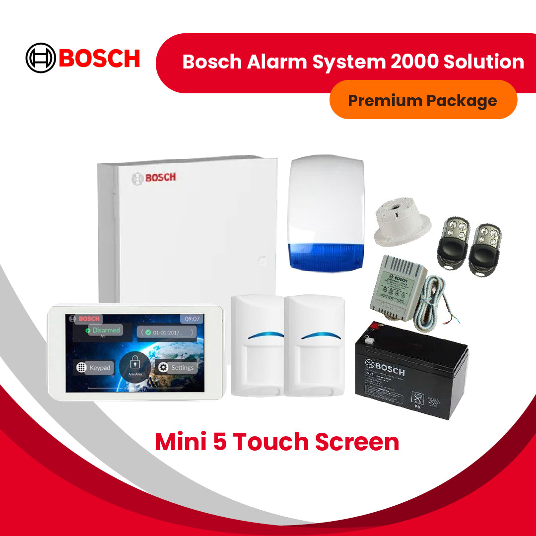 Bosch Alarm System 2000 Solution+Mini 5″ Touch Screen-Premium Package (Wired)